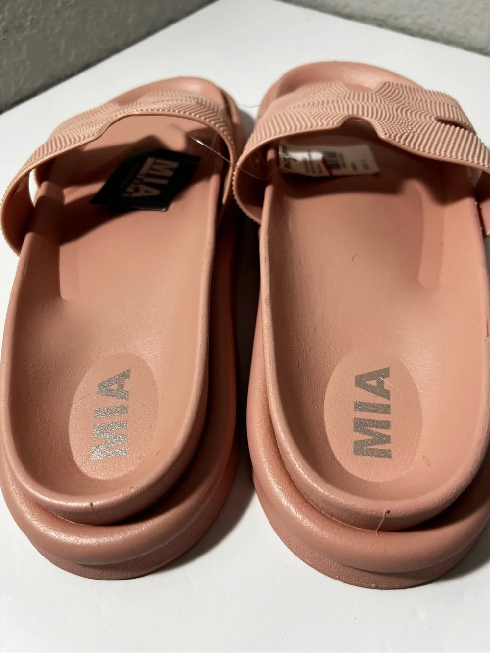 MIA Bertini H Band Slide Sandals Blush Pink Size 9 summer beach cushioned NWT